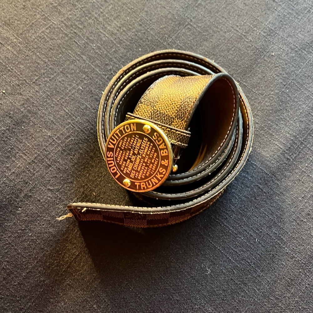 Louis Vuitton Brown Monogram Canvas Trunks & Bags Belt with Gold-Tone Medallion
